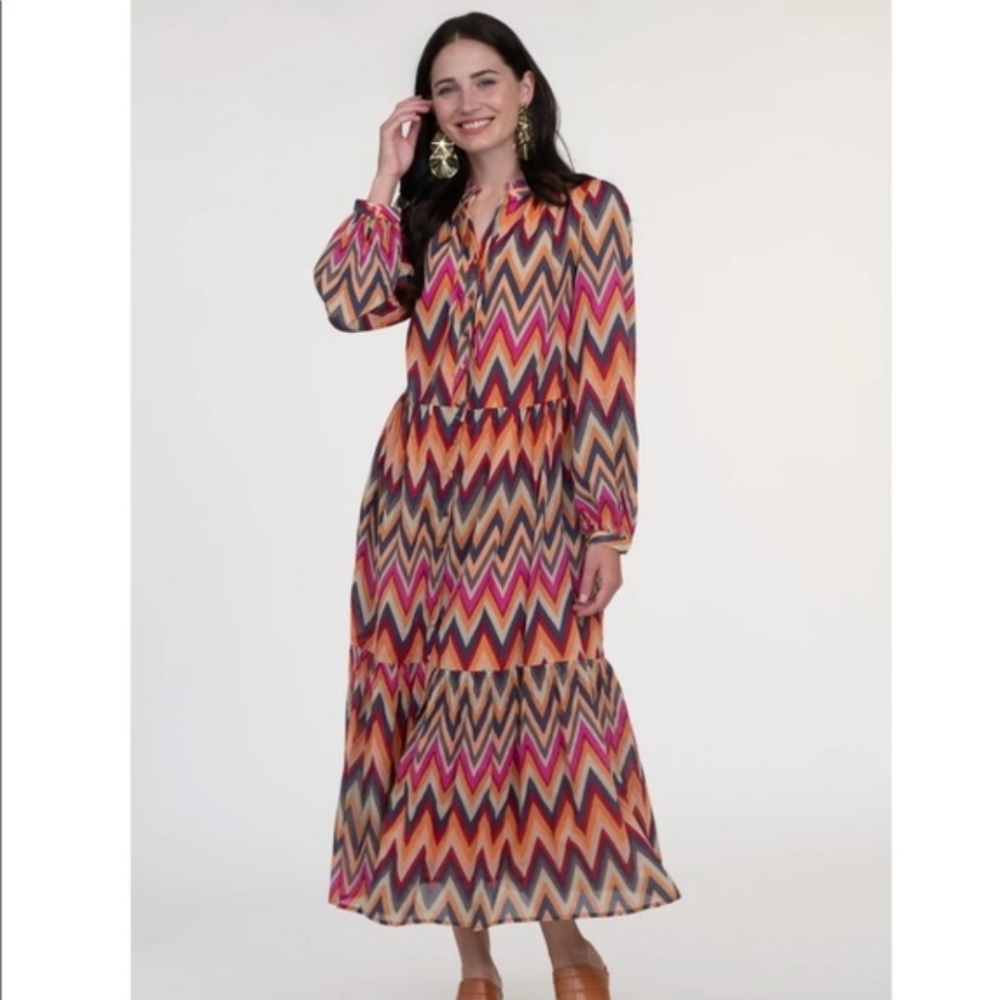 Olivia James Rosie Dress in Zig Zag Sunset‎
